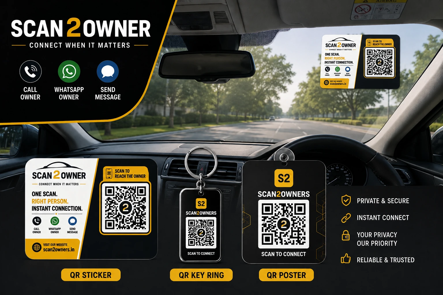 Scan2Owners QR Sticker, Key Ring and QR Products